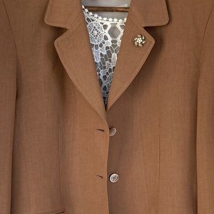 JH Collectibles Brown Linen Blend Single Breasted Boyfriend Blazer/Jacket SZ 12